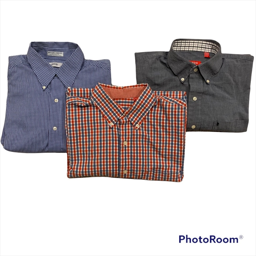 BUNDLE of 3 IZOD Button Down Collared Shirts Size M great Condition
